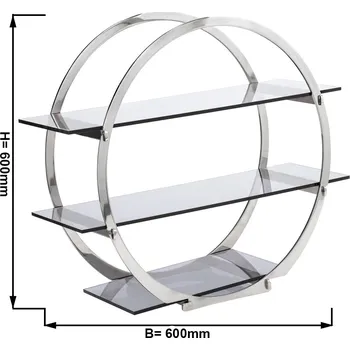 Vinotéka G.Gastro SILVER LINE Round Buffet Display Stand with 3 Plexiglas (Acrylic) Shelves – Chrome - Ø600 × 220 × 600 mm