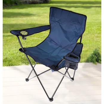 Haushalt international Skládací kempingová židle s kapsou na telefon, modrá 826729