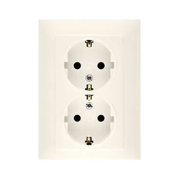 Elektrická zásuvka Simon CGSZ2/41 Dvojzásuvka s uzemněním Schuko krémová 16A