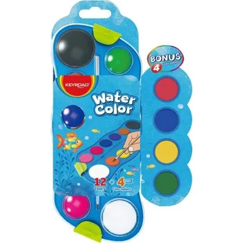 Keyroad Vodové barvy s malířskou paletou, 12+4 barvy