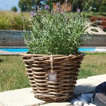 Květináč RATANOVÝ Květináč CLASIC VASE small, Grey, Ø28x18 cm (Van der Leeden®)