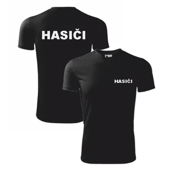 ON-DESIGN Černé dětské sportovní triko pro hasiče Velikost: 122 cm/6 let, Umístění potisku: levé prso + zadní část, Barva potisku: reflexní