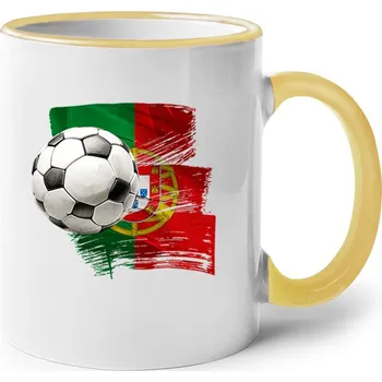 Keramický hrnek Fotbal Portugalsko, Barva Žlutá, Velikost 330 ml, Canvas Keramický hrnek s barevným uchem Bezvatriko.cz 2688