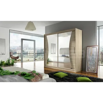 Šatní skříň Šatní skříň GAMBA V, dub sonoma/zrcadlo +možnost VÝNOSU + vyzvednutí ZDARMA