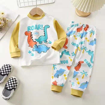Chlapecké pyžamo Bavlněné pyžamo pro kluky - podzimní/zimní (vel. 6 měs. - 6 let) Barva: styl 6 - dinosaurus, Velikost: 4-5 let