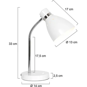 Lampička Steinhauer Pružinová stolní lampa, bílá, kov, ohebné rameno, s vypínačem 1 x 40 W - Doprava zdarma
