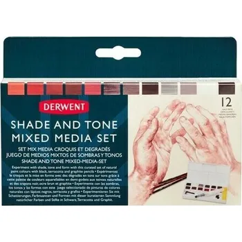 Vodová barva Sada akvarelových barev 12 ks Derwent Intense Shade and Tone a 3 ks tužek