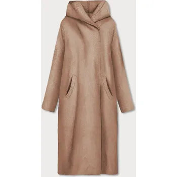 Tmavě béžový dlouhý přehoz přes oblečení s kapucí (B6010-12) odstíny béžové XXL (44)