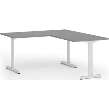 B2B Partner Rohový kancelářský stůl PRIMO BETA L, 160x180 cm, L/P, bílá podnož, grafit