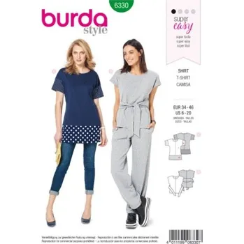 Volný čas Střih Burda číslo 6330 Dámské tričko - ZELENÝ