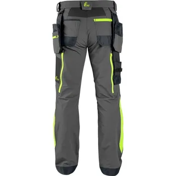 montérky Kalhoty CXS NAOS pánské, šedo-černé, HV žluté doplňky, vel. 52