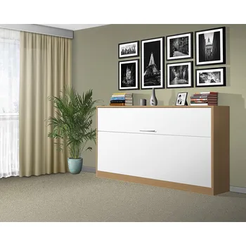 Postel Nabytekmorava Sklápěcí postel VS1056, 200x90cm barva lamina: buk / bílé dveře, varianta dveří: matné