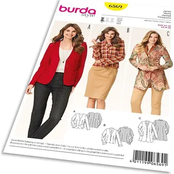 Volný čas Střih Burda 6569 - Sako, krátké sako, dlouhé sako, sportovní sako
