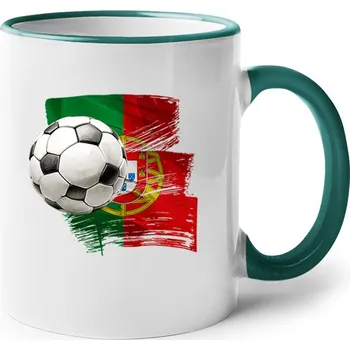 Keramický hrnek Fotbal Portugalsko, Barva Zelená, Velikost 330 ml, Canvas Keramický hrnek s barevným uchem Bezvatriko.cz 2688
