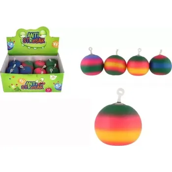 Dětský míč Teddies Míček antistresový mačkací silikon 11cm duhový mix barev v sáčku 12ks v boxu