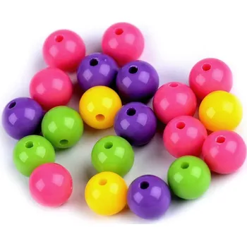 Korálek Plastové korálky Color Ø10 mm barevný mix 20 ks - 6 mix