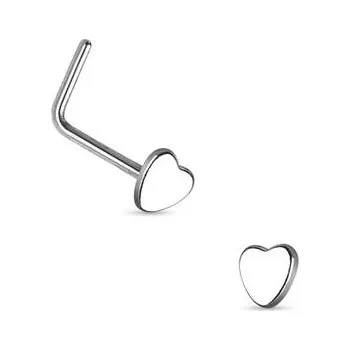 Piercing N01154-ST Zahnutý piercing do nosu - srdíčko