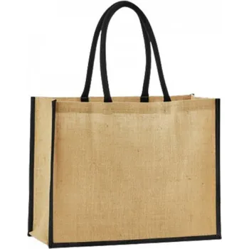 Kabelka Westford Mill Přírodní jutová nákupní / dárková taška Barva: přírodní - černá, Velikost: 42 x 33 x 19 cm WM470