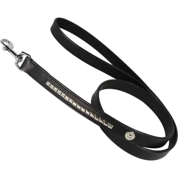 Vodítko pro psa Kentaur kožene vodítko s půlválečkami černé