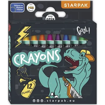 Starpak Voskové pastelky, DINO, 10x12x1 cm, 12ks/bal.