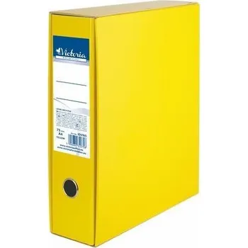 Victoria Pákový pořadač s deskami, žlutý, 75 mm, A4, karton