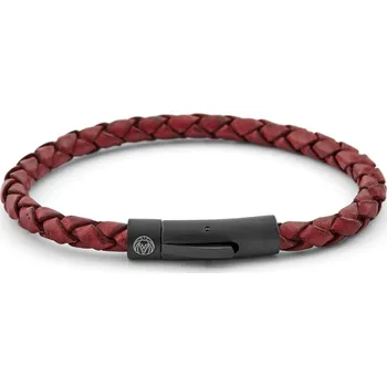 Náramek Bordó a černý kožený zaplétaný náramek - Lucleon