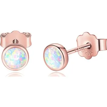 Náušnice Prosperk Stříbrné náušnice pecičky Opál Rose gold S2578