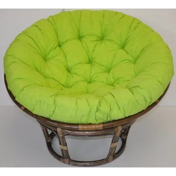 Nábytek Axin Trading s.r.o. Ratanový papasan 110 cm hnědý polstr světle zelený melír