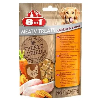 Pamlsek pro psa Pochoutka 8in1 Meaty Treats FD Chicken/Carrots 50g
