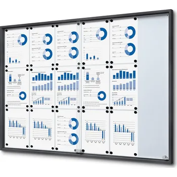 Interiérová vitrína 18x A4 SLIM, posuvné dveře, plech. Záda Antracit