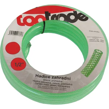 Zahradní hadice TOPTRADE zahradní hadice 1/2″, 10 m – zelená, vyztužená PES (Transparentně zelená PVC hadice s neprůhlednou vnitřní vrstvou proti řasám)