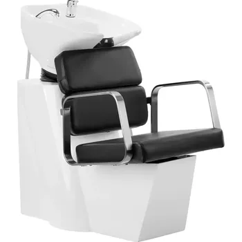 Kadeřnické křeslo Kadeřnický mycí box PORTO - černo stříbrný