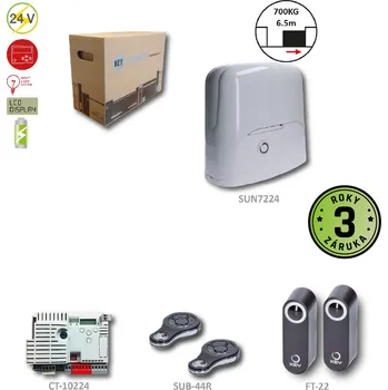 Pohon brány SUNKIT80 pro posuvnou bránu do 700 kg, 1x SUN7224 (24 V, 500 W, 34 Nm), 1x CT10224, 2x SUB-44R, 1 pár FT-32