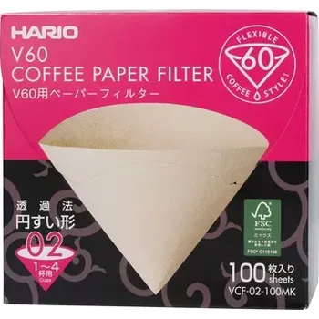 Filtr do kávovaru Hario V60-02 papírové filtry nebělené Misarashi VCF-02-100MK 100 ks