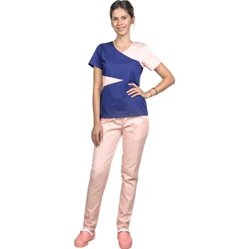 Zdravotnický oděv Zdravotnický set - modrý/broskvový - dámský | drinuniforma.cz