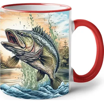 Keramický hrnek s rybou, Barva Červená, Velikost 330 ml, Canvas Keramický hrnek s barevným uchem Bezvatriko.cz 2722