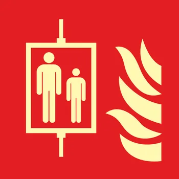 Požární výtah - symbol ISO 7010 fotoluminiscenční fotoluminscenční samolepka 100 x 100 mm