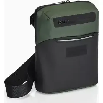 Cestovní taška PORSCHE DESIGN Urban Eco Shoulder Bag S Taška přes rameno lesní zelená (Stylová a ležérní malá taška pro muže s ramenním popruhem, přihrádkou na tablet a organizérem. Moderní materiálová směs s recyklovaným polyesterem.)