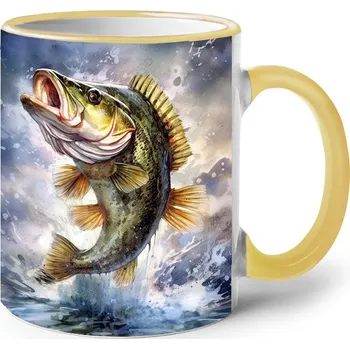 Keramický hrnek s rybou 2, Barva Žlutá, Velikost 330 ml, Canvas Keramický hrnek s barevným uchem Bezvatriko.cz 2723