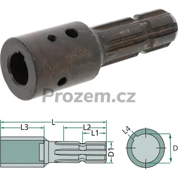Přechodka z otvoru 40 mm na 1 3/8" (6), délka 180 mm, s drážkou pro lícované pero