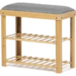 Autronic Botník / taburet, 2 police, masiv bambus, přírodní odstín, šedá látka - DR-N1010 GREY2