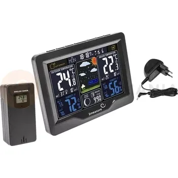 Kuchyňský teploměr Meteostanice RCC, DCF - elektronická, bezdrátová, osvětlená, externí senzor, černá | 2MEASURE, 260808