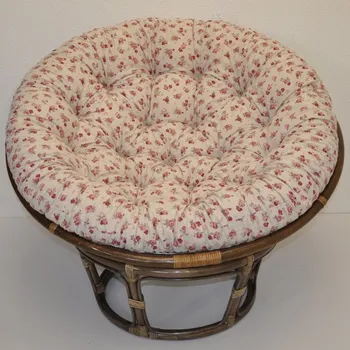 Papasan Ratanový papasan 110 cm hnědý polstr motiv růže