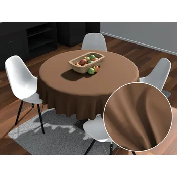 ubrus Velký kulatý bavlněný saténový ubrus ST-013 Světle hnědý Ø 150 cm