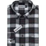Pánská košile GREED flanelová, šedá károvaná SDF388, dlouhý rukáv, regular fit, vel. 44