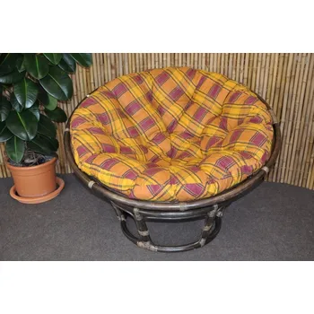 Papasan Nábytek PEGAS Ratanový papasan 110 cm hnědý polstr okrový