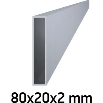 Plot Hliníkový jokl obdélníkový 80x20x2 mm 6m +/- 5mm (AL-80x20x2-6)