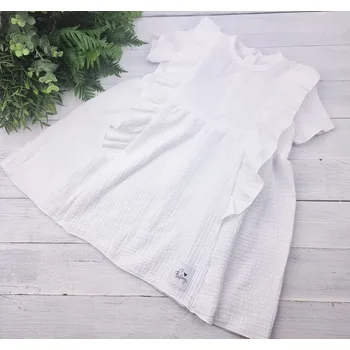 Dívčí šaty Kulišárny Mušelínové VINTAGE šaty SNOW VELIKOST: 122/128(7r)