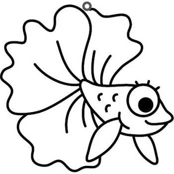 Závěsná sklíčka k vybarvení barvami na sklo cca 8 cm - 72. RYBA BETA BOJOVNICE