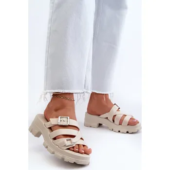 Dámské pantofle Vonné Dámské Sandály Na Nízkém Podpatku ZAXY NN285043 Barva: Béžová, Velikost: 38